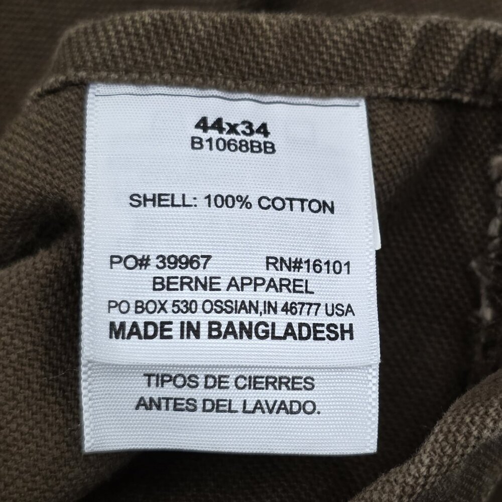 Berne Bib Overall 44 X 34 Brown Unlined Duck Carpenter Zip Ankle Workwear - Picture 9 of 11